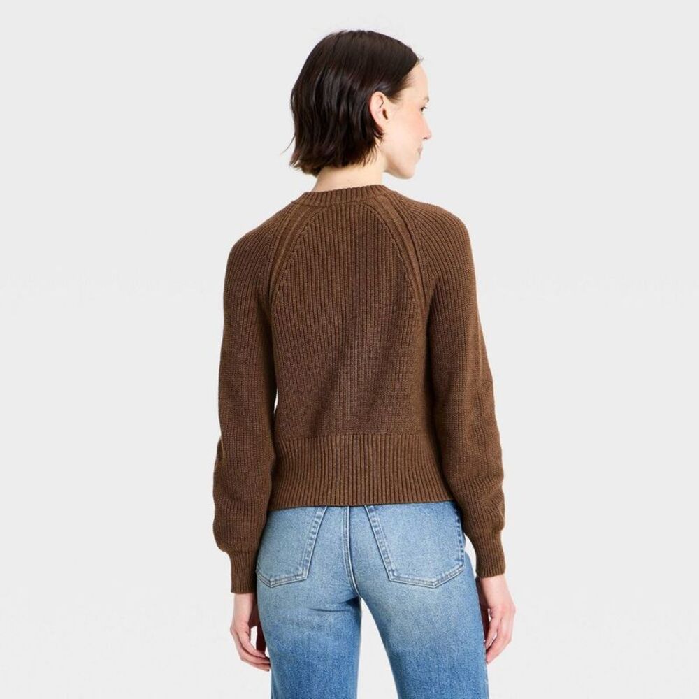 Women's Iconic Cotton Cardigan - Universal Thread Brown S - Picture 2 of 4
